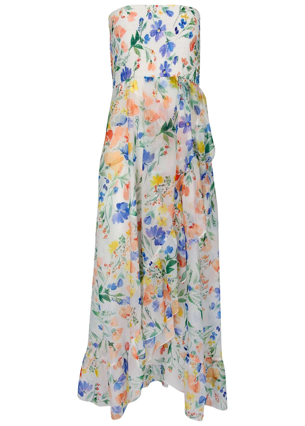 Strapless Ruffle Maxi Field Of Flowers
