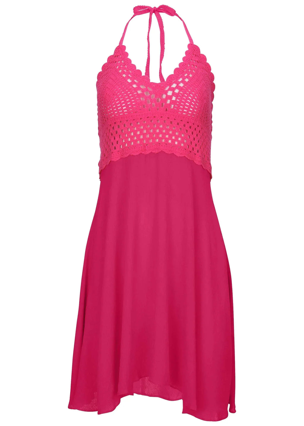Crochet Top Cover Up Dress Raspberry