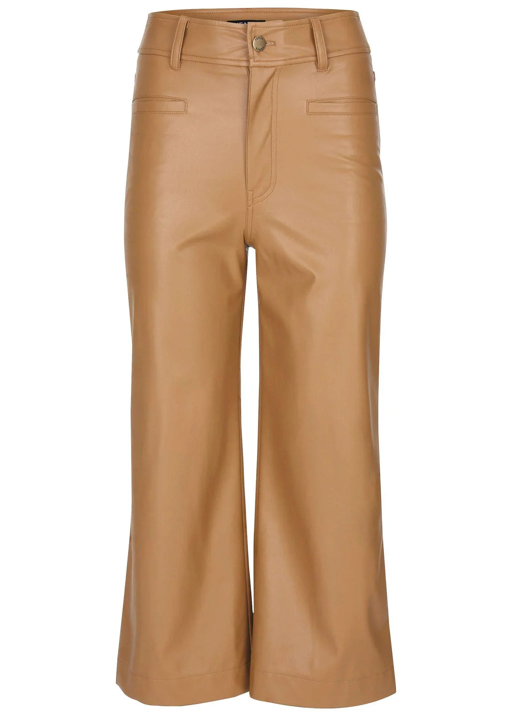 Wide Leg Faux Leather Pants Tobacco Brown