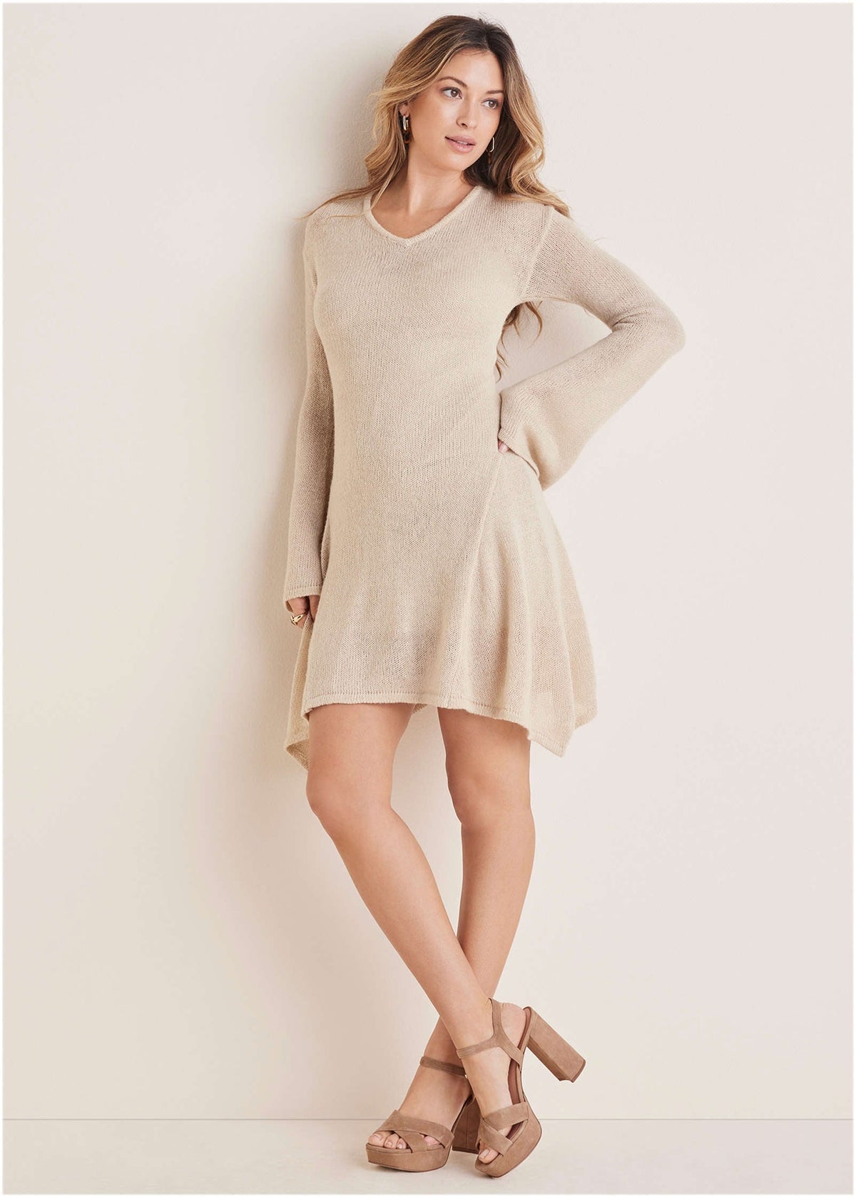 Bell Sleeve Sweater Dress Oatmeal