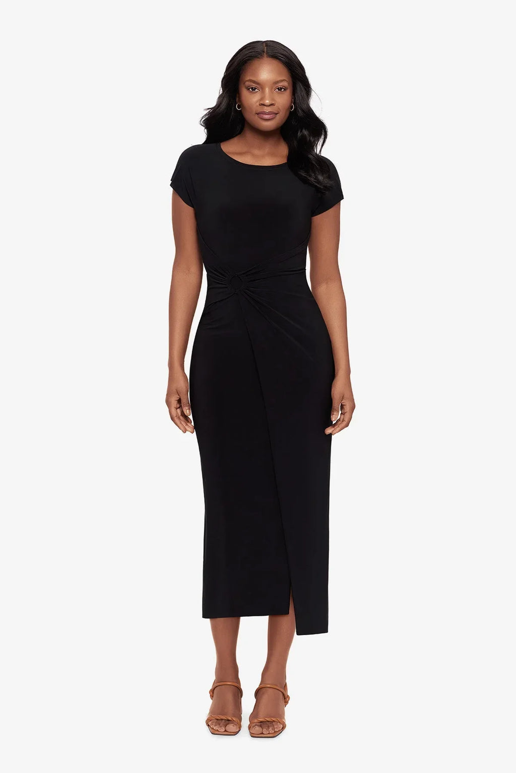 Loki Wrap Front Shaping Dress in Black