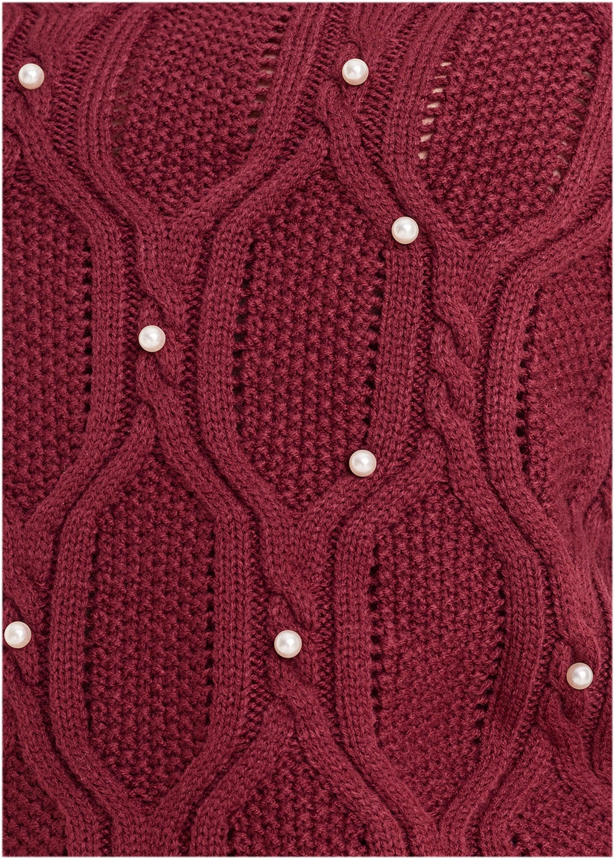 Pearl Detail Sweater Wine