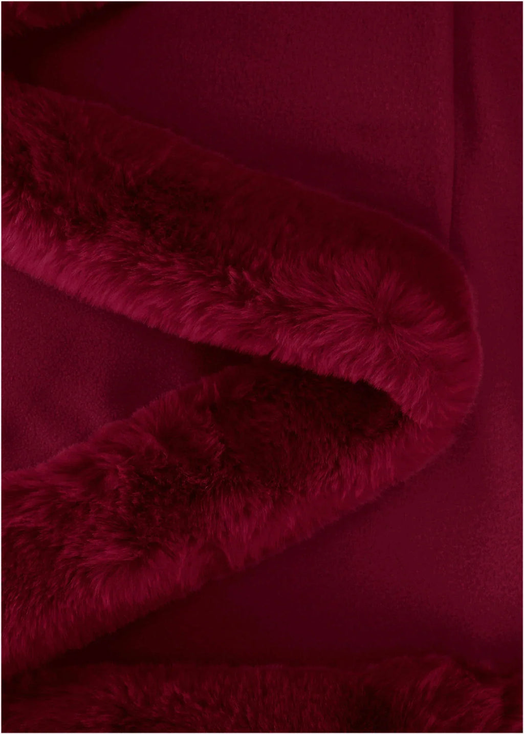Fur Trim Wrap Shawl Red