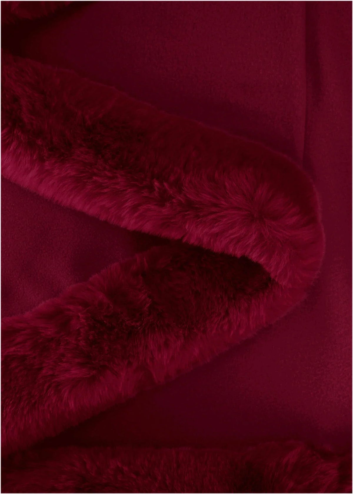 Fur Trim Wrap Shawl Red