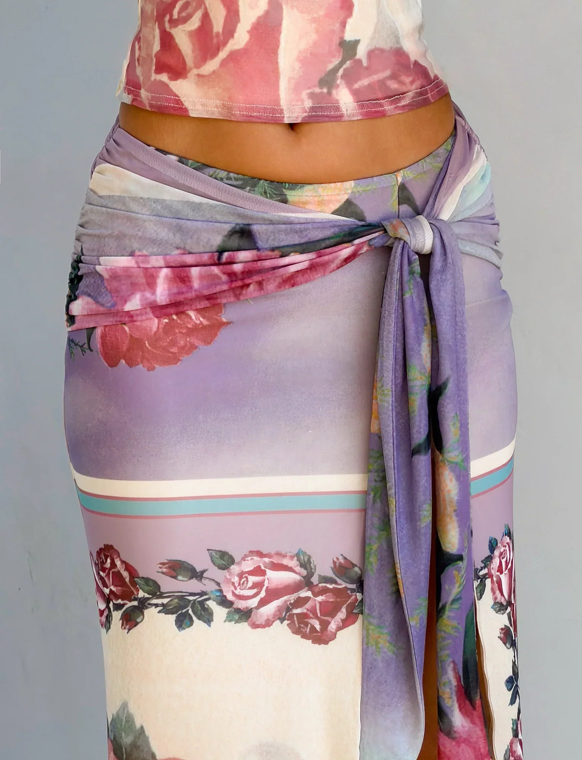RAFFIE MAXI SKIRT POSTCARD FLORAL