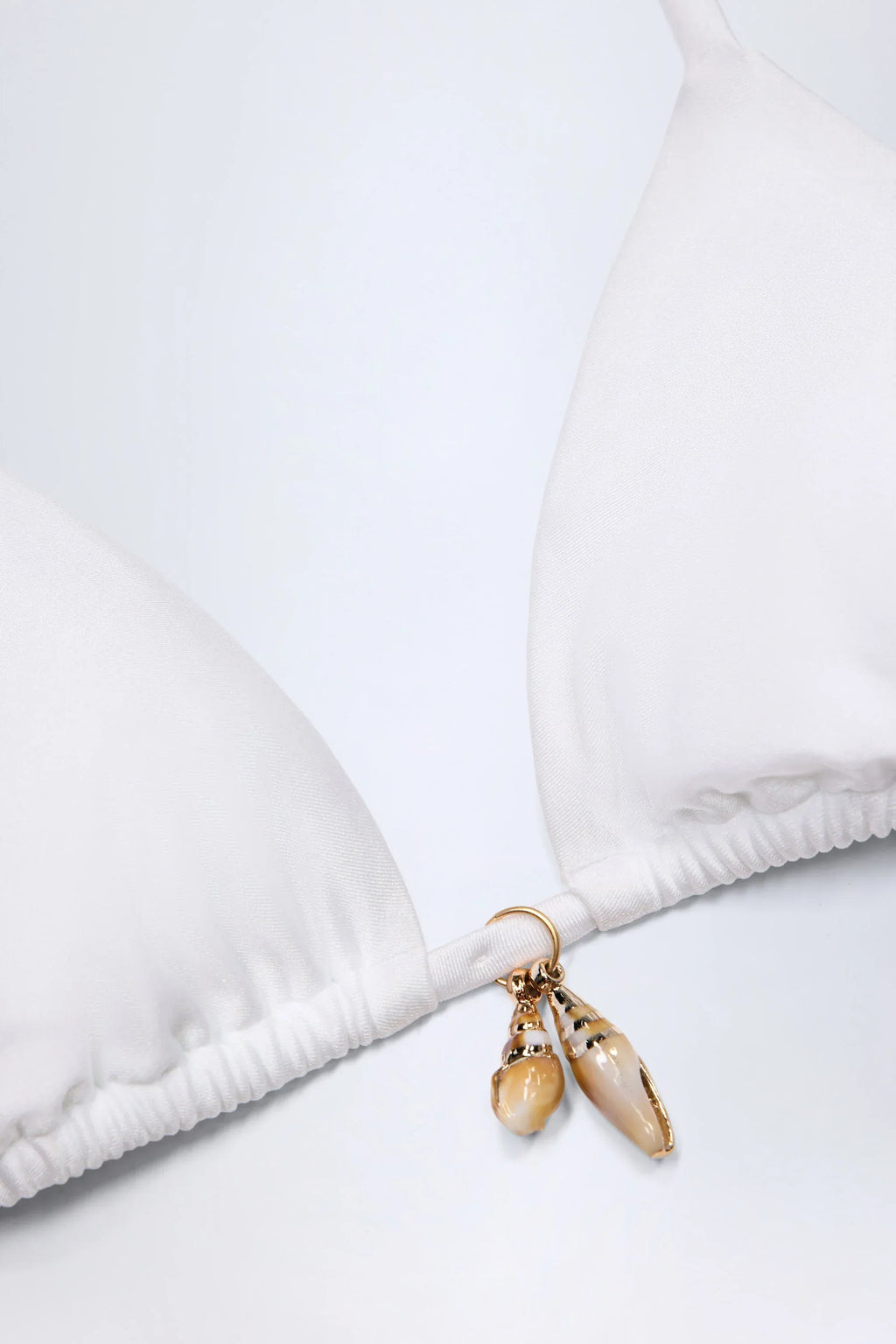 Charm Detail Triangle Bikini Top in White