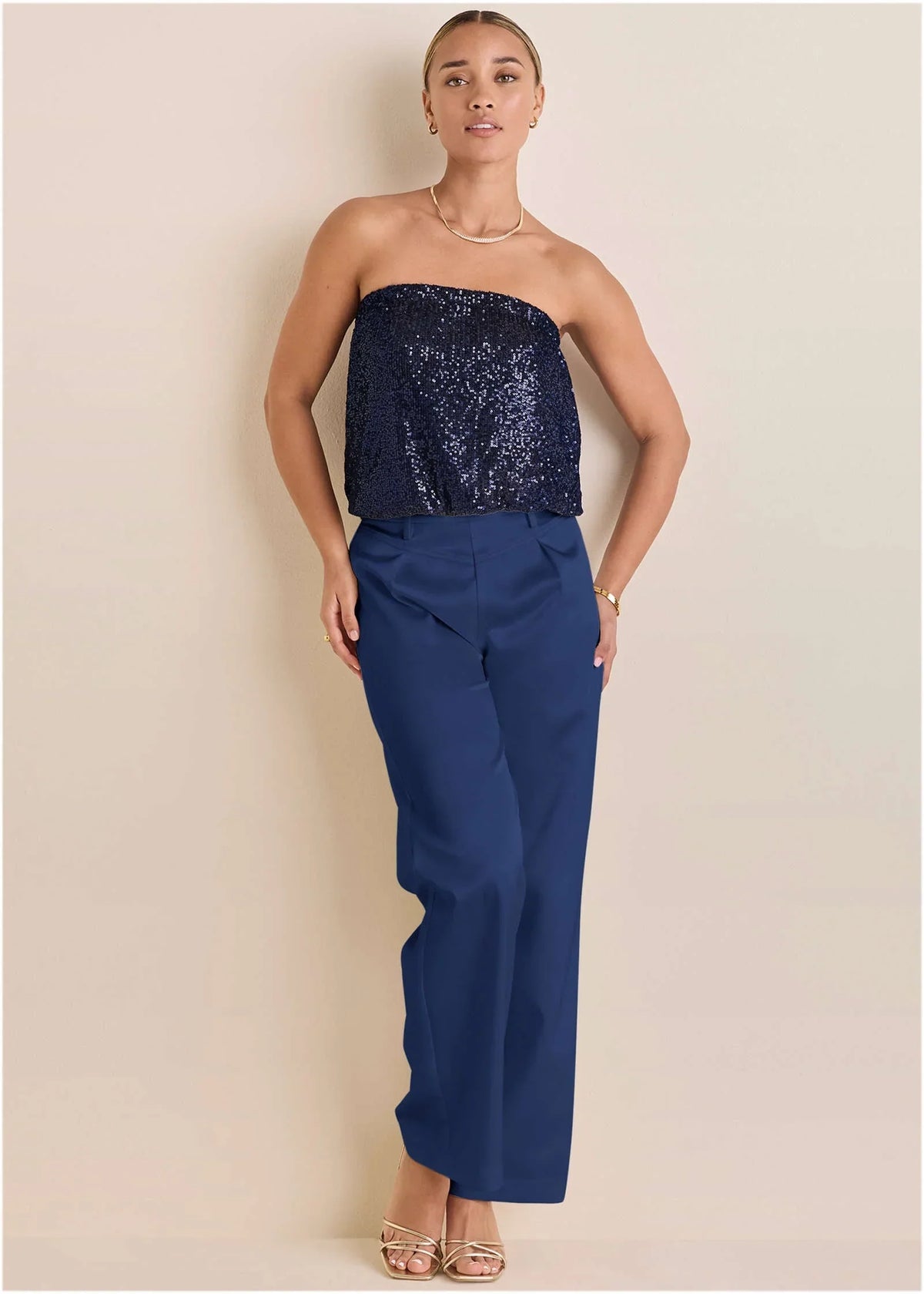 Shiny Satin Pant Dark Blue