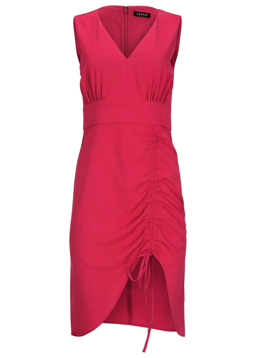 Ruched Side High Low Dress Persian Red
