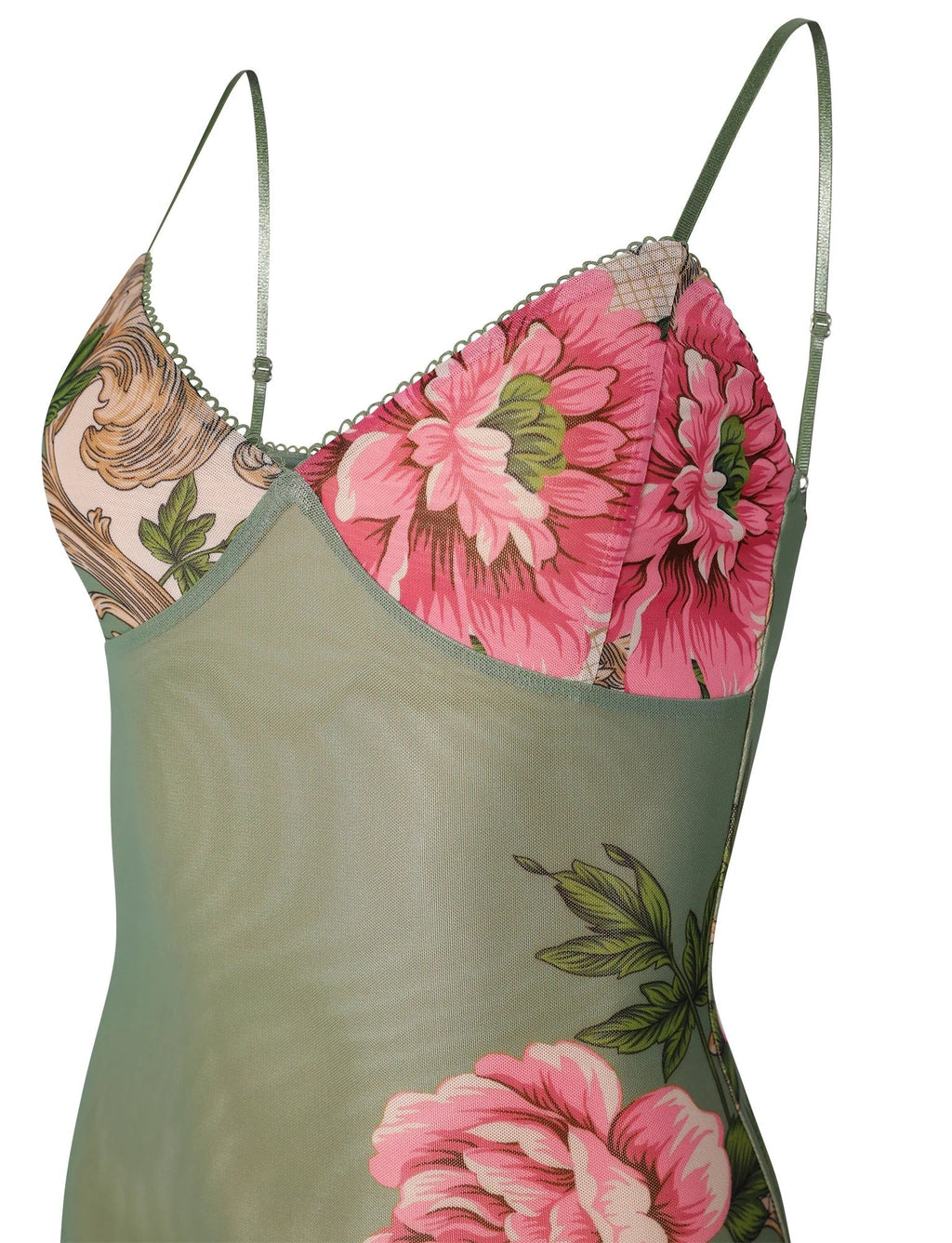 JULIANNA DRESS GREEN FLORAL ROCCOCO FLORAL