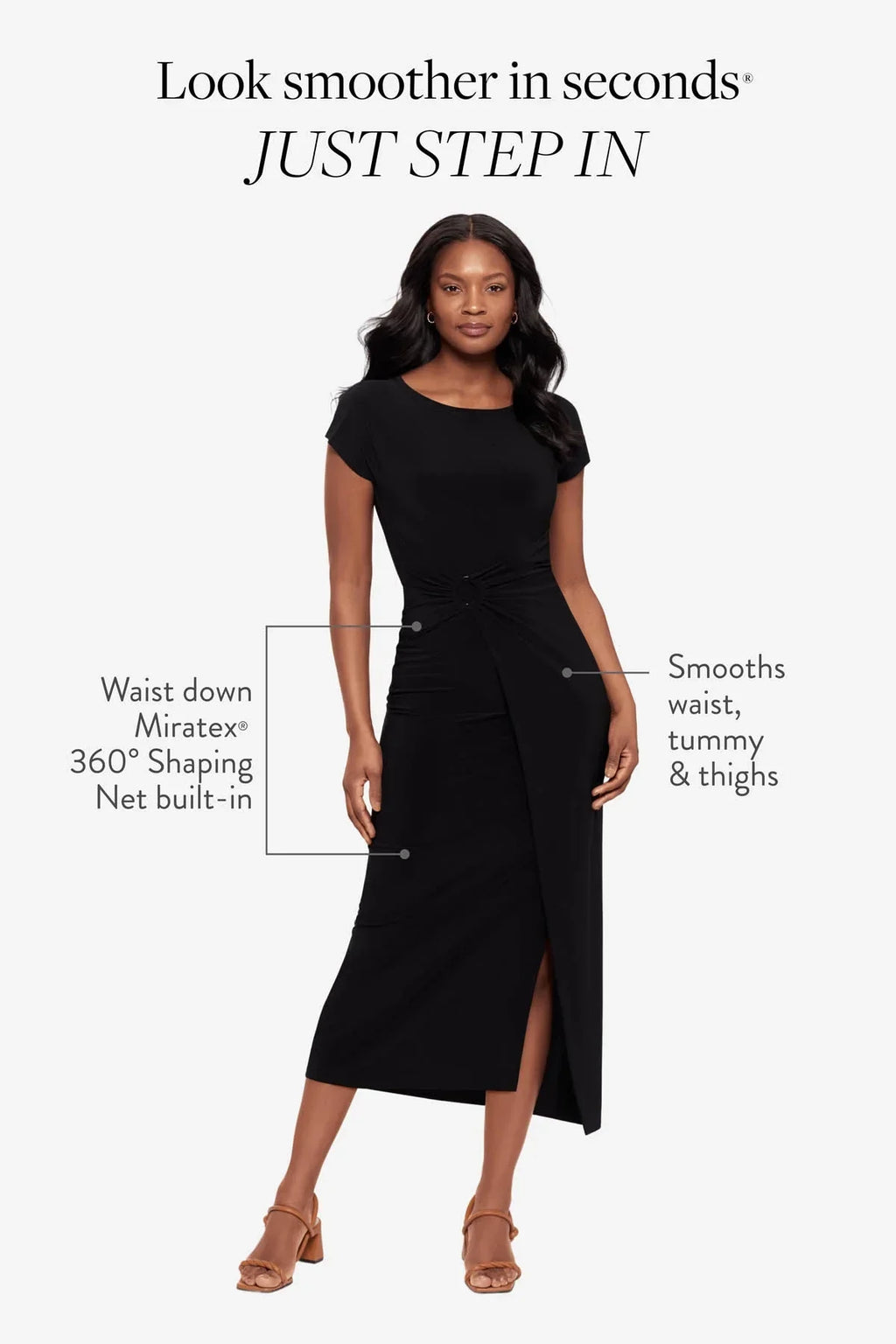 Loki Wrap Front Shaping Dress in Black