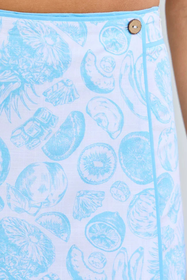Not So Simple Blue Fruit Print Skort