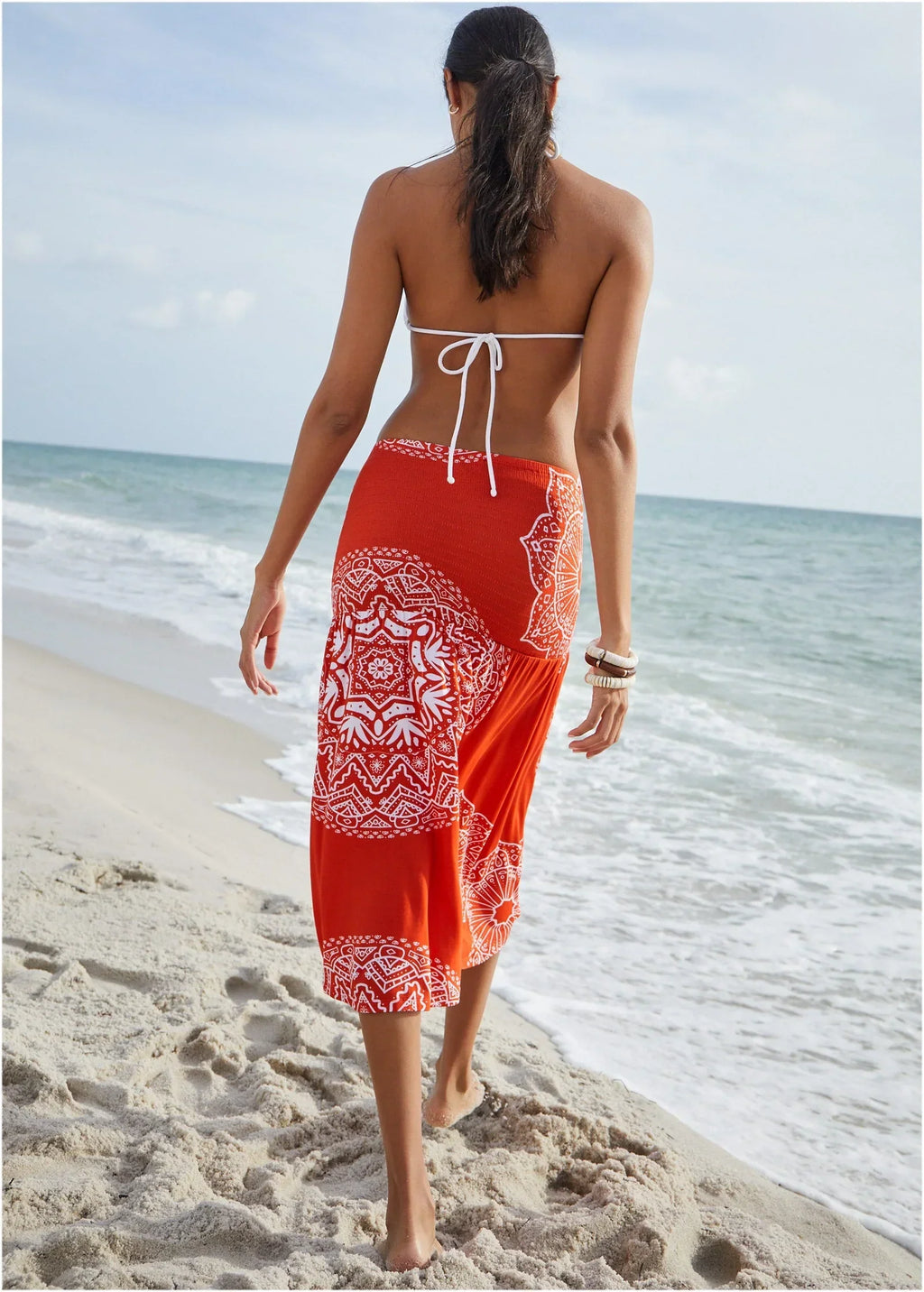 Convertible Cover Up Dress Ornate Medallion Clay