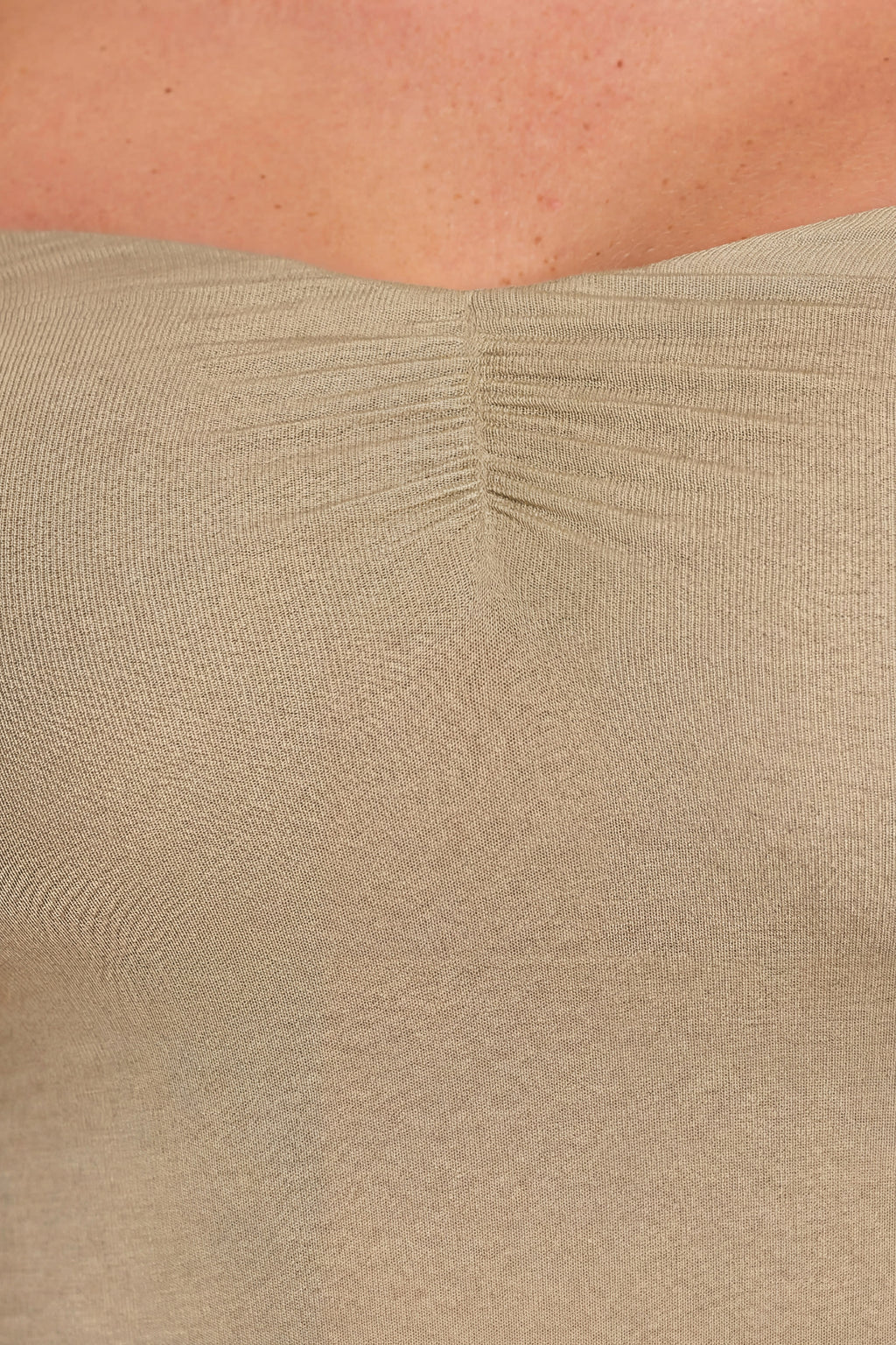 Long Sleeve Off The Shoulder Modal Cashmere Blend Maxi Dress in Taupe