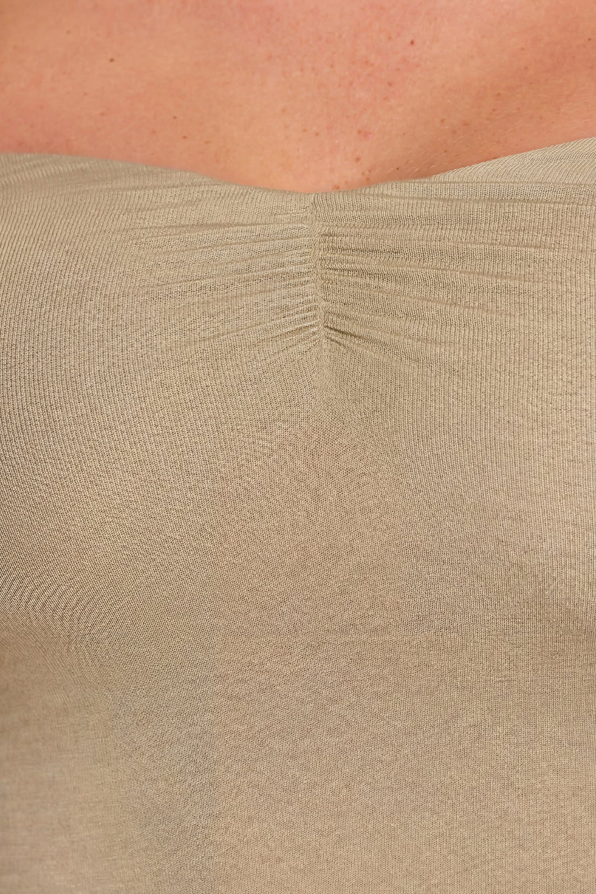Long Sleeve Off The Shoulder Modal Cashmere Blend Maxi Dress in Taupe