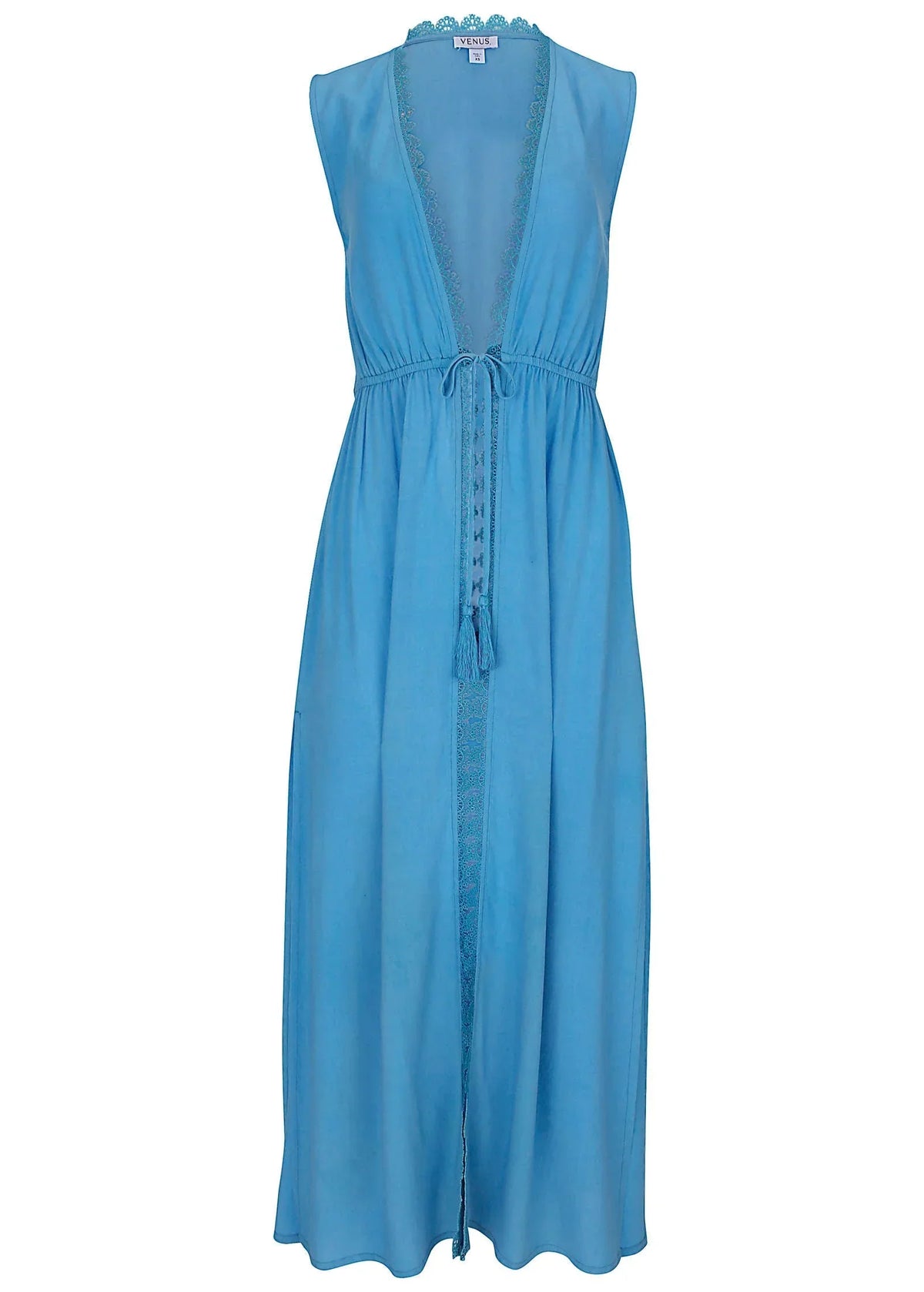 Lace Trim Kimono Cover Up Azure Blue