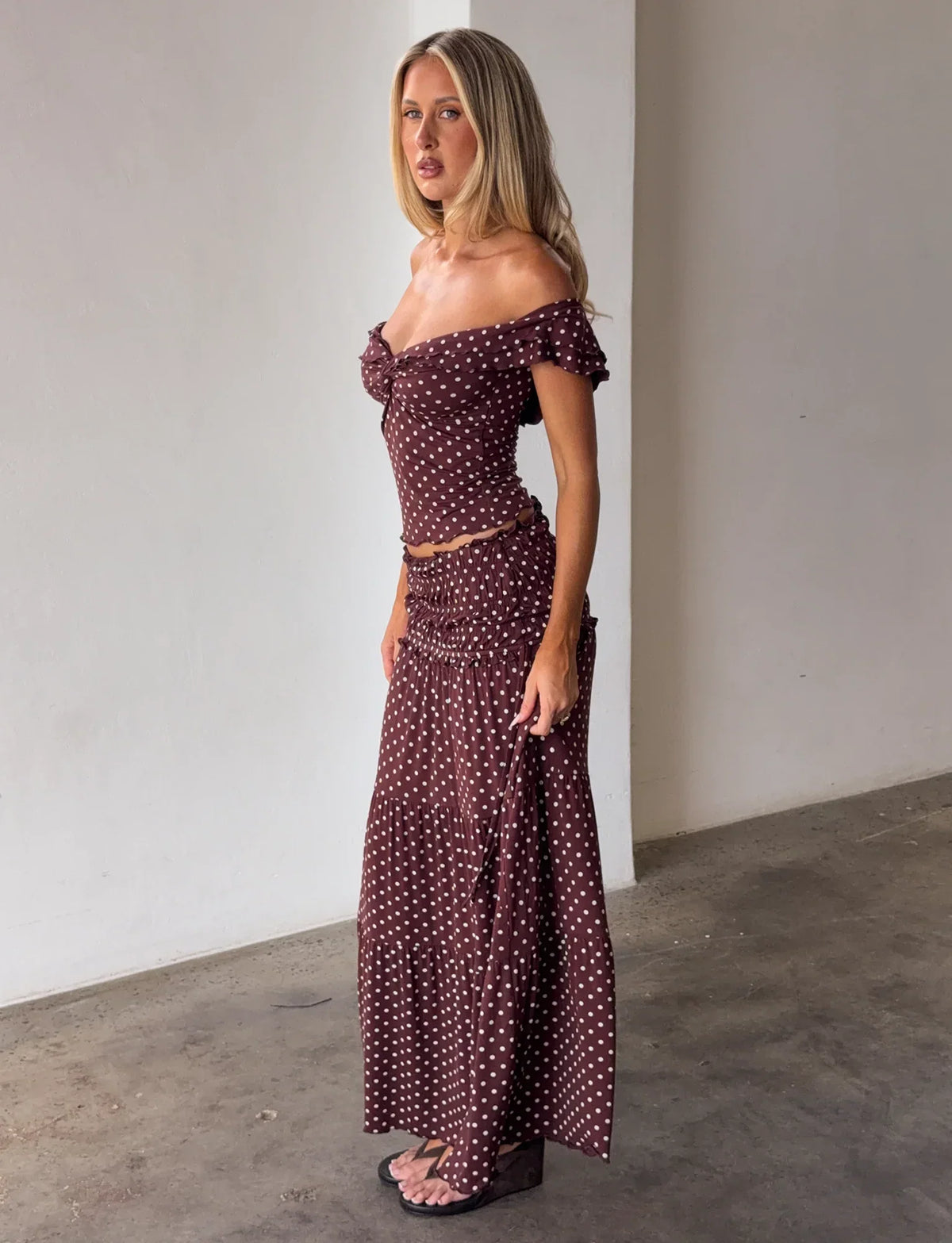 DENALI MAXI SKIRT BROWN DOT