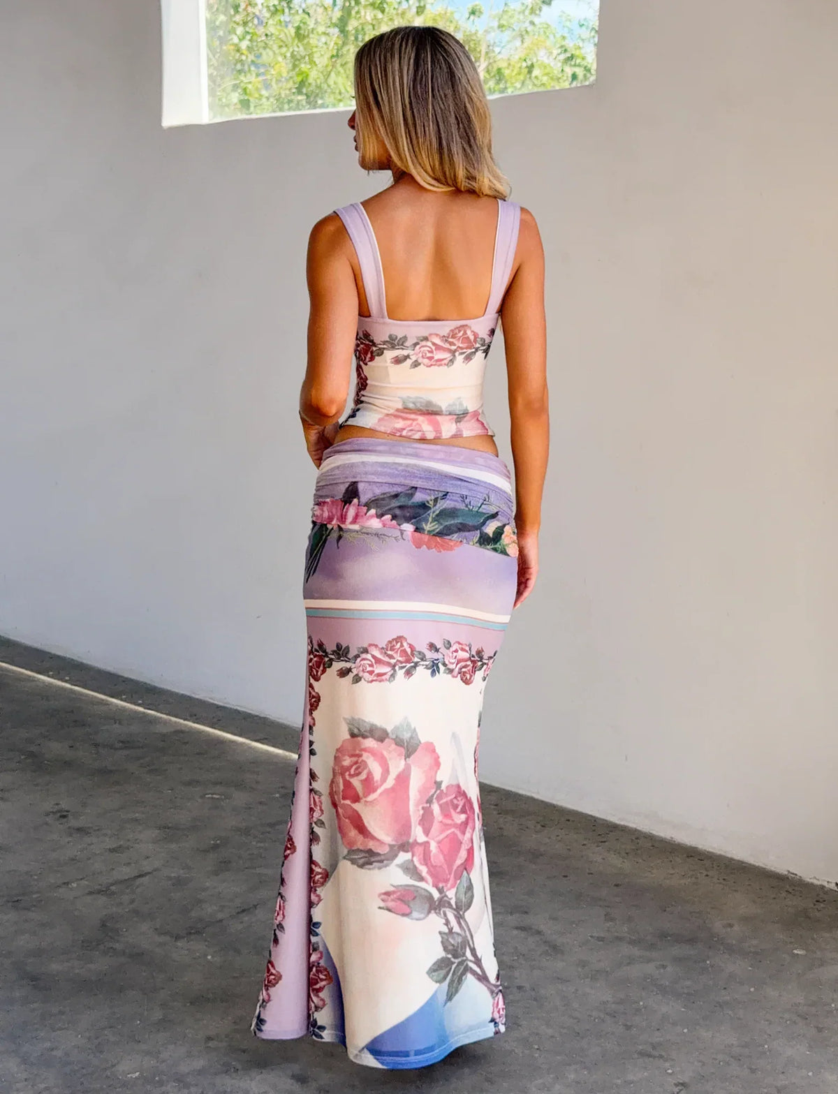 RAFFIE MAXI SKIRT POSTCARD FLORAL