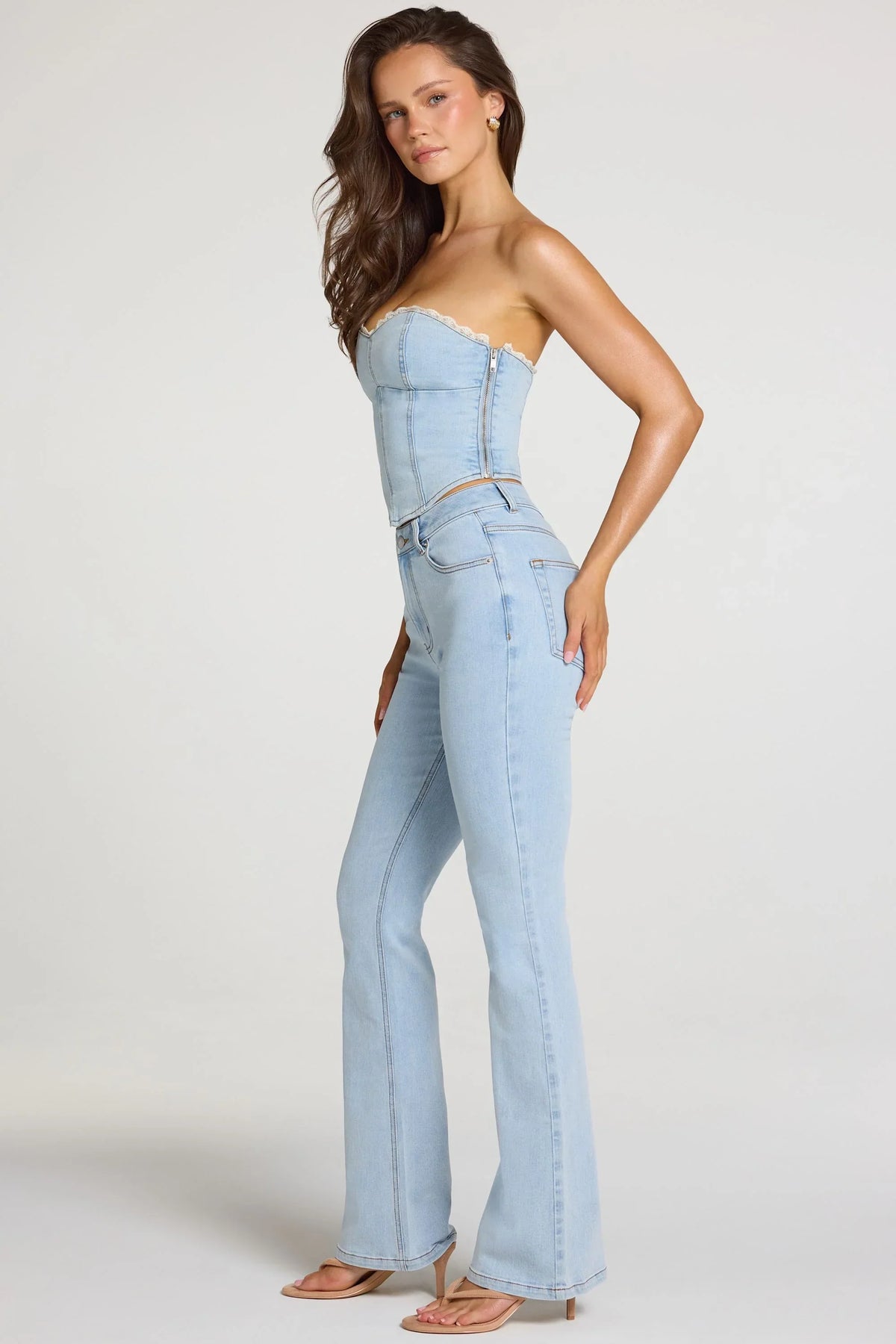 Mid Rise Bootcut Jeans in Light Denim