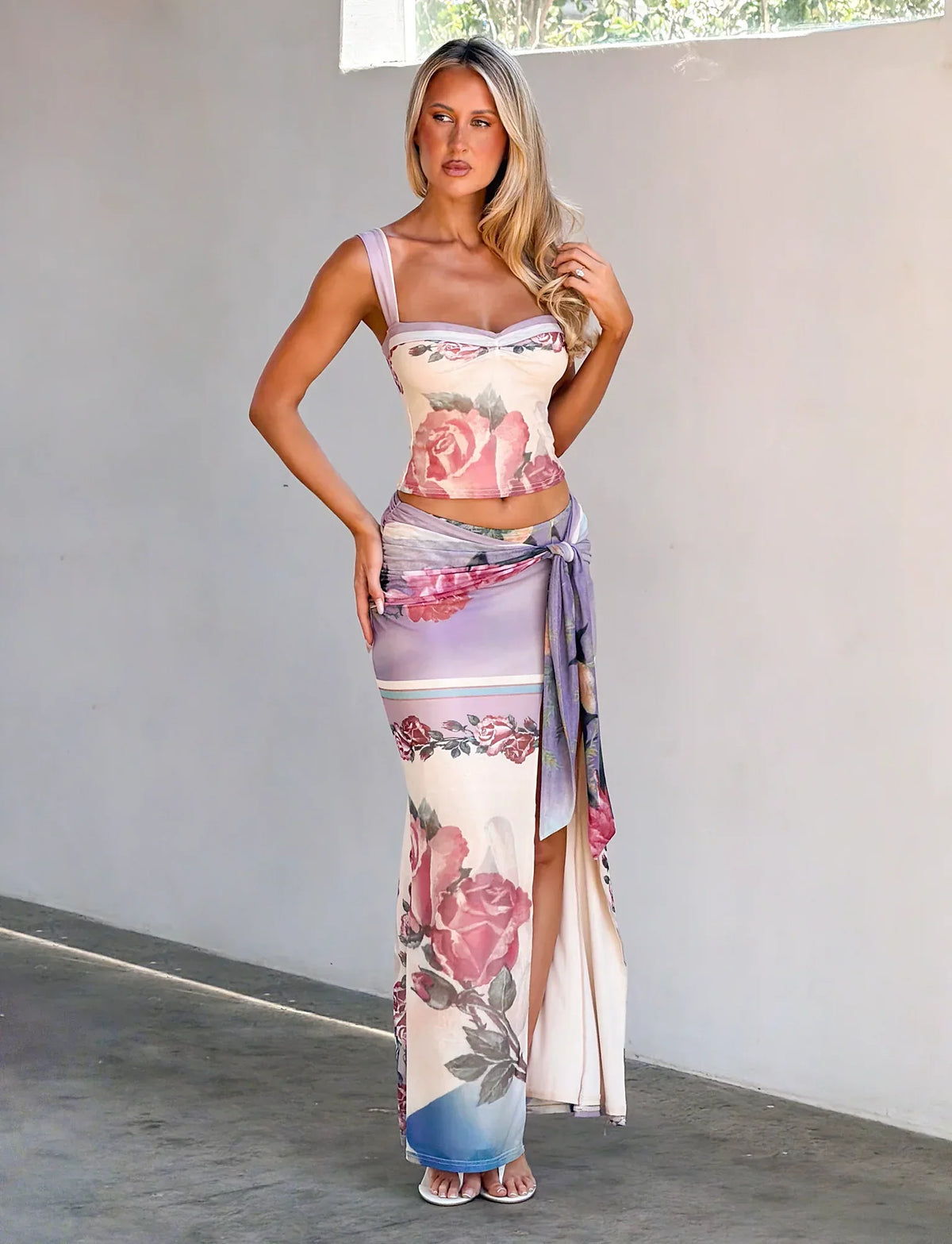 RAFFIE PRINTED CORSET POSTCARD FLORAL