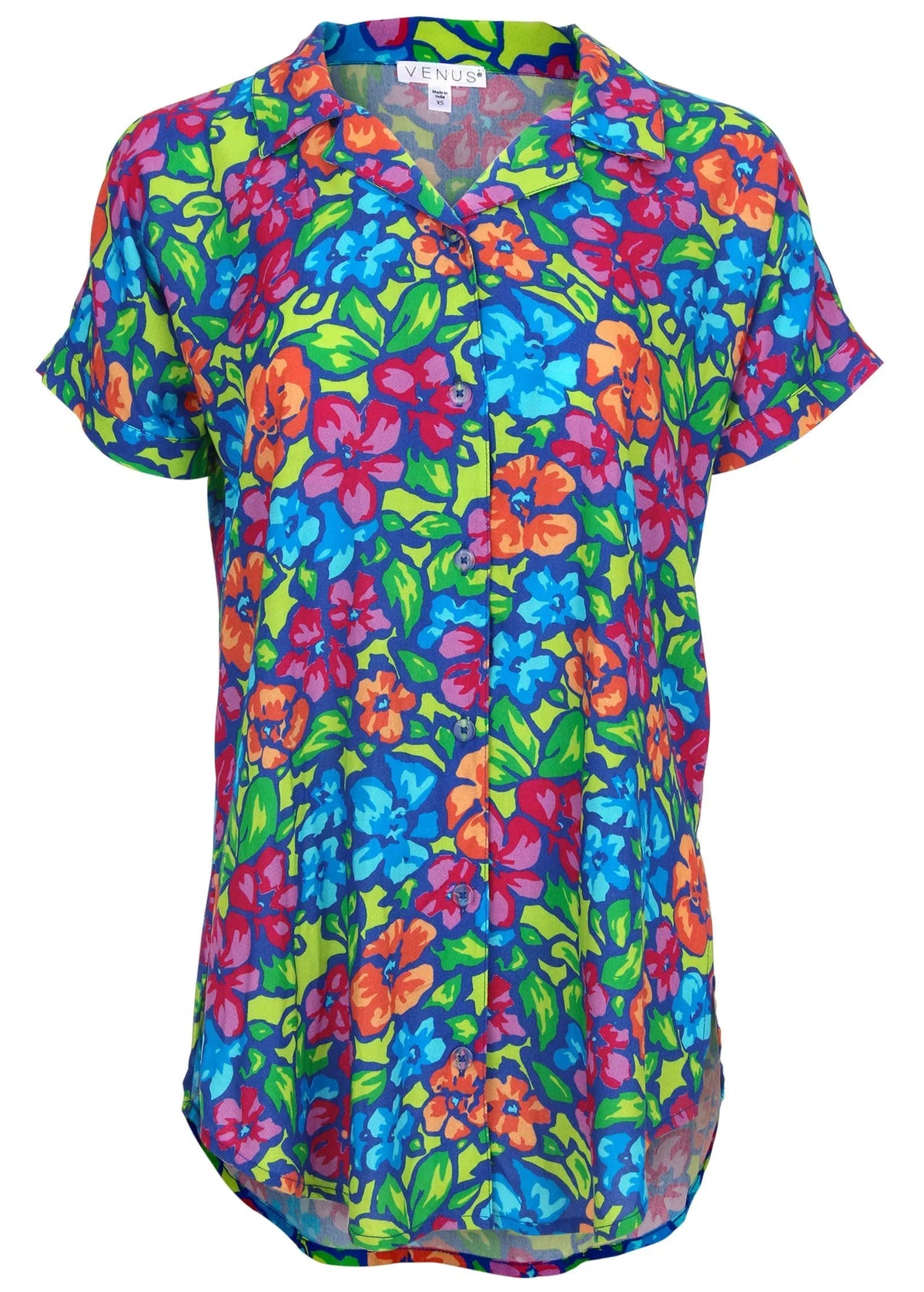 Beach Button Down Shirt Flower Garden