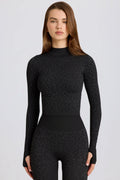Thermal Long Sleeve Top in Black Leopard